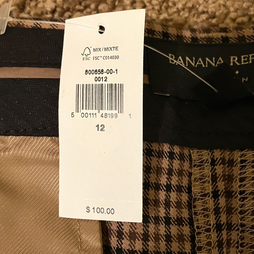 Banana Republic Black, Brown, & Tan Checkered Pants. Sloan. Size 12. NICE! NWT - Picture 4 of 8